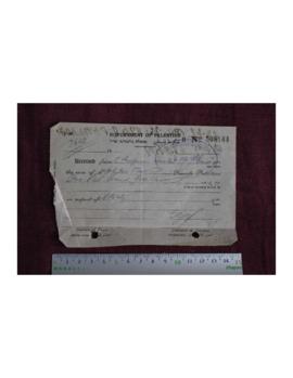 Receipt from Government of Palestine sent to Ethiopian Convent about the payment of a taxe (1.700...