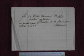 Receipt from N. Schmidt about payment for wine dated February 22, 1915