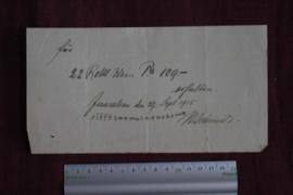 Receipt from N. Schmidt about payment for wine dated September 27, 1915