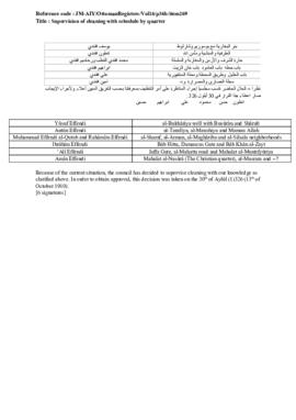 Supervision of cleaning with schedule by quarter, 13 October 1910 (Gregorian calendar) - 30 Aylûl...