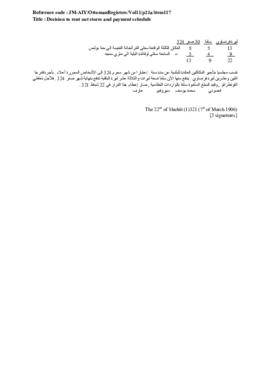 Decision to rent stores and payment schedule, 7 March 1906 (Gregorian calendar) - 22 Shubât 1321 ...