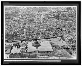 Jerusalem. Temple area from the east, looking down on the Dome of the Rock, toward Jaffa Gate and...