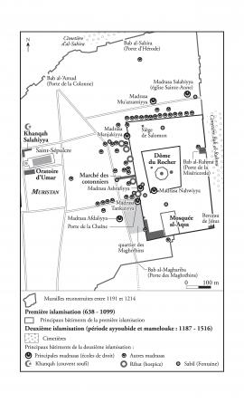 Map representing the Islamic foundations in Jerusalem at the Ayyubid and Mamluk periods, 1187-1516