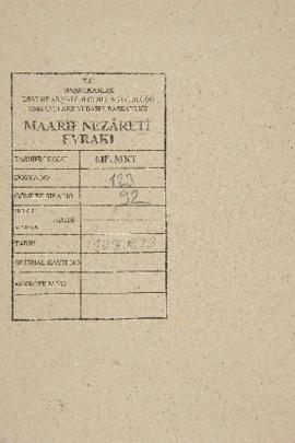 Dosya 123, Gömlek 92, December 01, 1890 (Gregorian calendar) - 18 Rebinlahir 1308 (Ottoman religi...