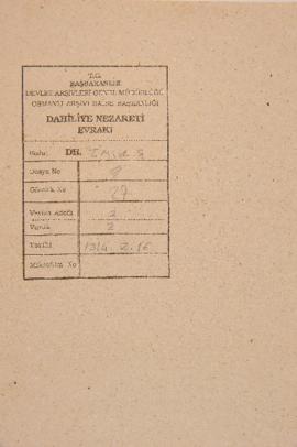 Dosya 9, Gömlek 27, May 18, 1897 (Gregorian calendar) - 16 Zilhicce 1314 (Ottoman calendar)