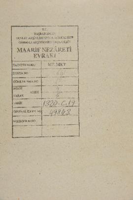 Dosya 661, Gömlek 18, August 24, 1902 (Gregorian calendar) - 19 Cemaziyelahir 1320 (Ottoman relig...