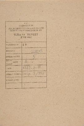 Dosya 2300, Gömlek 5, October 11, 1905 (Gregorian calendar) - 11 Şaban 1323 (Ottoman calendar)