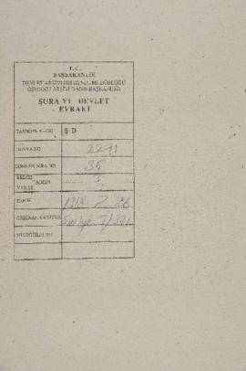 Dosya 2291, Gömlek 35, April 16, 1901 (Gregorian calendar) - 26 Zilhicce 1318 (Ottoman calendar)