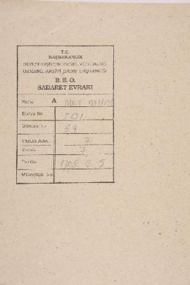 Dosya 501, Gömlek 69, March 16, 1891 (Gregorian calendar) - 5 Şaban 1308 (Ottoman calendar)