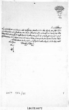 Dosya 172, Gömlek 51, no Gregorian date - 29 Şevval 1334 (Ottoman religious calendar)