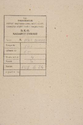 Dosya 501, Gömlek 65, March 05, 1891 (Gregorian calendar) - 24 Recep 1308 (Ottoman calendar)