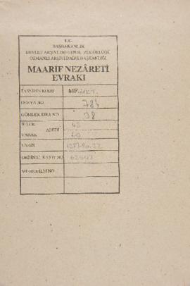 Dosya 784, Gömlek 38, June 06, 1904 (Gregorian calendar) - 22 Rebinlevvel 1322 (Ottoman religious...