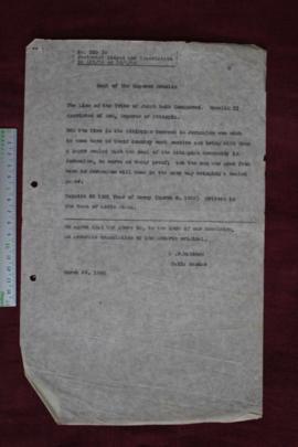 Translation of a letter by King Menilek II dated March 8, 1909 about conditions to get back to Ethiopia