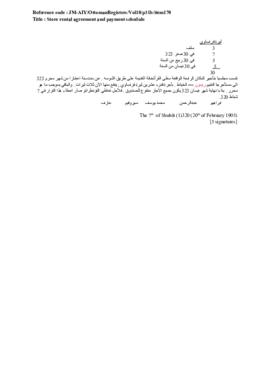 Store rental agreement and payment schedule, 20 February 1905 (Gregorian calendar) - 7 Shubât 1320 (Ottoman fiscal calendar (Rumi)