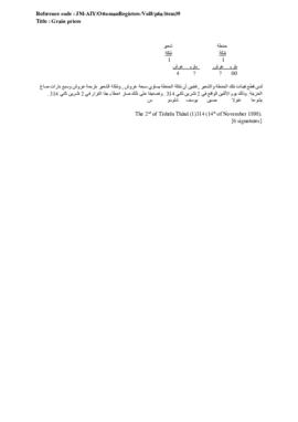Grain prices, 14 November 1898 (Gregorian calendar) - 2 Tishrîn Thânî 1314 (Ottoman fiscal calendar (Rumi)