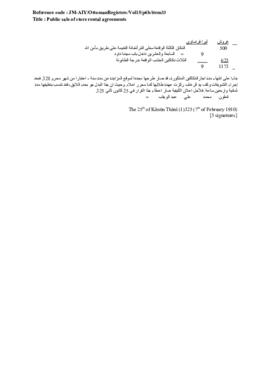 Public sale of store rental agreements, 7 February 1910 (Gregorian calendar) - 25 Kânûn Thânî 1325 (Ottoman fiscal calendar (Rumi)