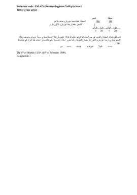 Grain prices, 18 February 1899 (Gregorian calendar) - 6 Shubât 1314 (Ottoman fiscal calendar (Rumi)