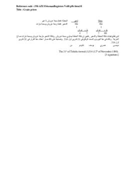 Grain prices, 12 November 1898 (Gregorian calendar) - 31 Tishrîn Awwal 1314 (Ottoman fiscal calendar (Rumi)