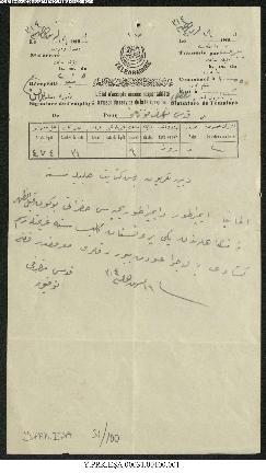 Dosya 31, Gömlek 100, October 31, 1898 (Gregorian calendar) - 15 Cemaziyelahir 1316 (Ottoman calendar)